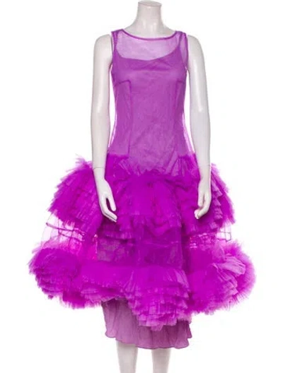 Pre-owned Molly Goddard Bateau Neckline Long Dress In Purple