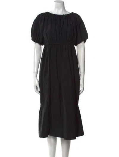 Pre-owned Molly Goddard Bateau Neckline Midi Length Dress In Black