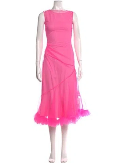Pre-owned Molly Goddard Bateau Neckline Midi Length Dress In Pink