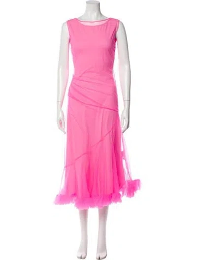 Pre-owned Molly Goddard Bateau Neckline Midi Length Dress W/ Tags In Pink