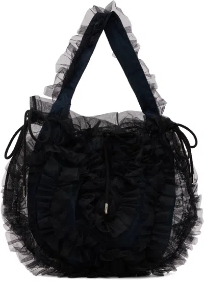 Molly Goddard Toki Shoulder Bag In Black Navy