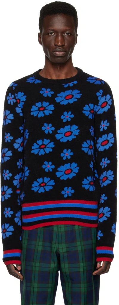 Molly Goddard Black Jacquard Sweater In Black_blue_red