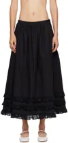 Molly Goddard Black Olive Midi Skirt In Black