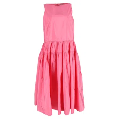 Molly Goddard Bronson Tiered Midi Dress In Pink Polyester