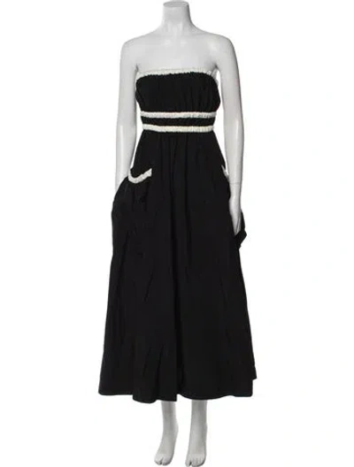 Pre-owned Molly Goddard Colorblock Pattern Midi Length Dress In Black