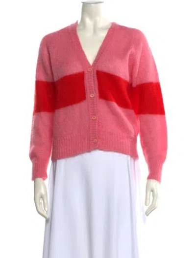 Pre-owned Molly Goddard Colorblock Pattern V-neck Sweater In Pink