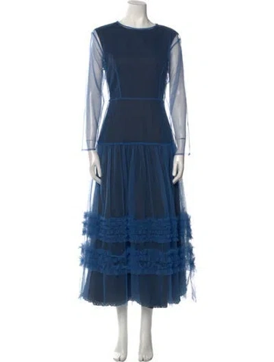 Pre-owned Molly Goddard Crew Neck Long Dress In Blue