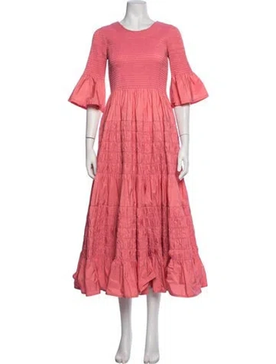 Pre-owned Molly Goddard Crew Neck Long Dress In Pink