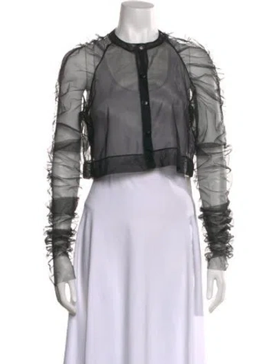 Pre-owned Molly Goddard Crew Neck Long Sleeve Crop Top In Gray