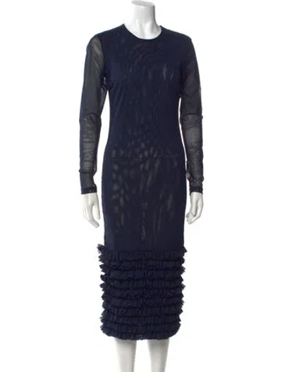 Pre-owned Molly Goddard Crew Neck Midi Length Dress In Blue