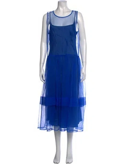 Pre-owned Molly Goddard Crew Neck Midi Length Dress In Blue