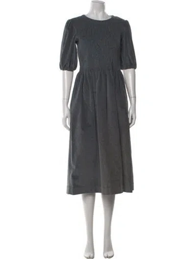 Pre-owned Molly Goddard Crew Neck Midi Length Dress In Gray