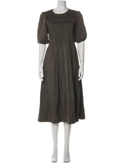 Pre-owned Molly Goddard Crew Neck Midi Length Dress In Green