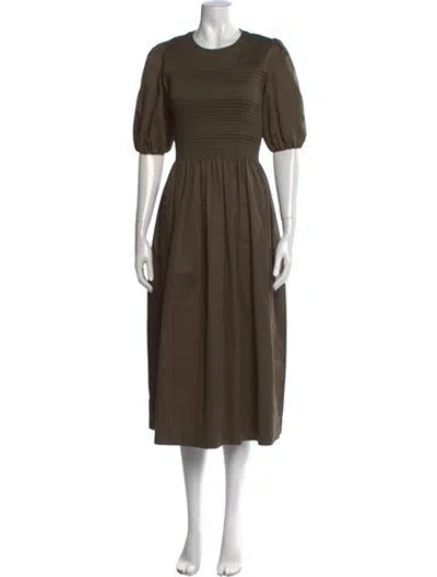 Pre-owned Molly Goddard Crew Neck Midi Length Dress In Green