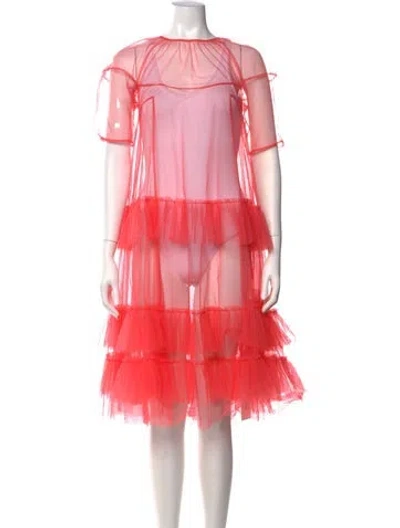 Pre-owned Molly Goddard Crew Neck Midi Length Dress In Pink