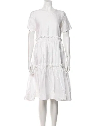 Pre-owned Molly Goddard Crew Neck Midi Length Dress In White