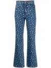 Molly Goddard Dorianna Floral Print Flare Jeans In Blue