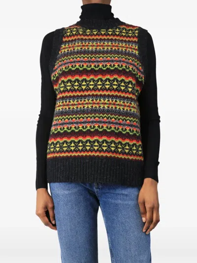 Pre-owned Molly Goddard Fair Isle Vest In Black