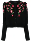 Molly Goddard Floral-intarsia Cotton Cardigan In Black