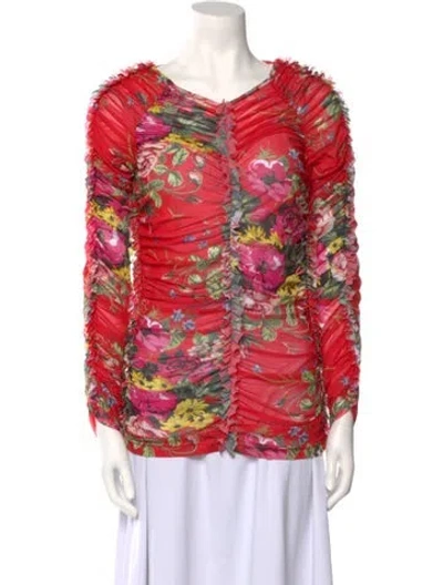 Pre-owned Molly Goddard Floral Print Crew Neck Blouse In Multi