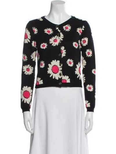 Pre-owned Molly Goddard Floral Print Crew Neck Sweater In Black