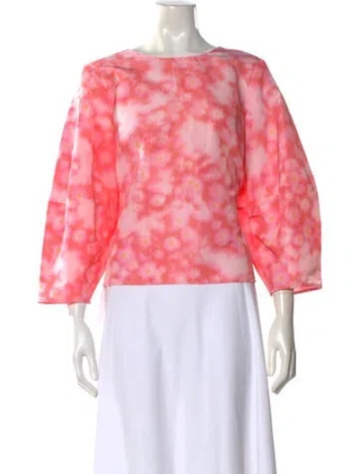 Pre-owned Molly Goddard Floral Print Crew Neck Top W/ Tags In Pink
