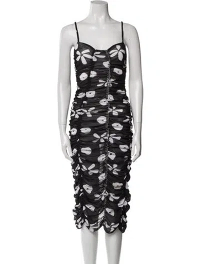 Pre-owned Molly Goddard Floral Print Knee-length Dress In Black