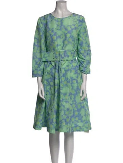Pre-owned Molly Goddard Floral Print Knee-length Dress In Green