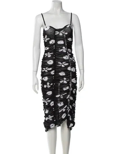 Pre-owned Molly Goddard Floral Print Midi Length Dress In Black
