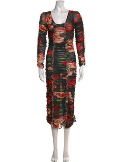 Pre-owned Molly Goddard Floral Print Midi Length Dress In Multi