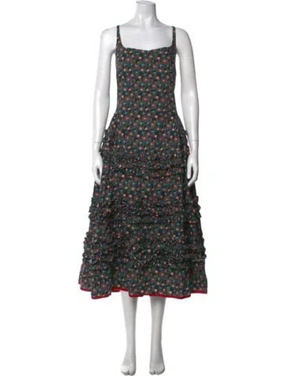Pre-owned Molly Goddard Floral Print Midi Length Dress In Multi