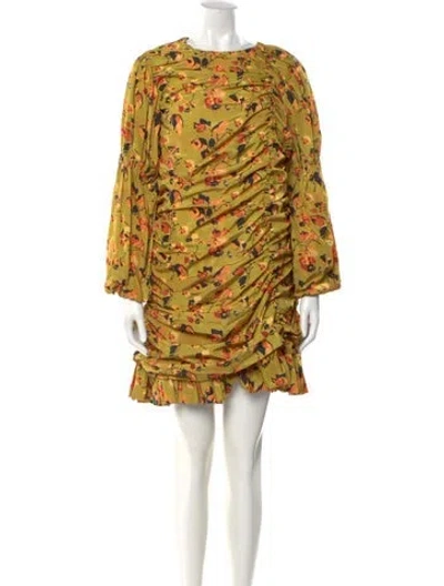 Pre-owned Molly Goddard Floral Print Mini Dress In Green