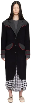 Shop Molly Goddard Gray & Black Charlie Coat In Grey Black