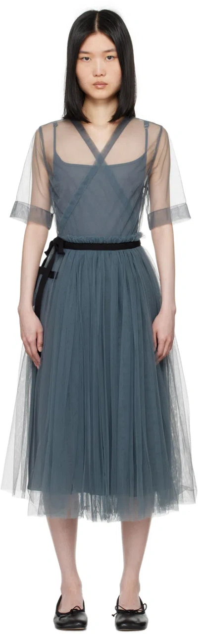 Molly Goddard Gray Layered Midi Dress In Grey