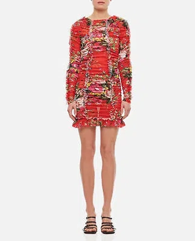 Pre-owned Molly Goddard Harley Mesh Mini Dress In Red