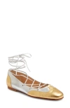 MOLLY GODDARD HELENA TWO-TONE LACE-UP BALLET FLAT