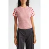Molly Goddard Jessie Gingham T-shirt In Pink Red
