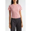 Molly Goddard Jessie Gingham T-shirt In Pink Red
