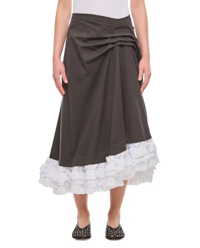 Molly Goddard Jules Cotton Midi Skirt In Grey