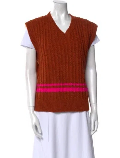 Pre-owned Molly Goddard Lambswool Colorblock Pattern Sweater In Orange