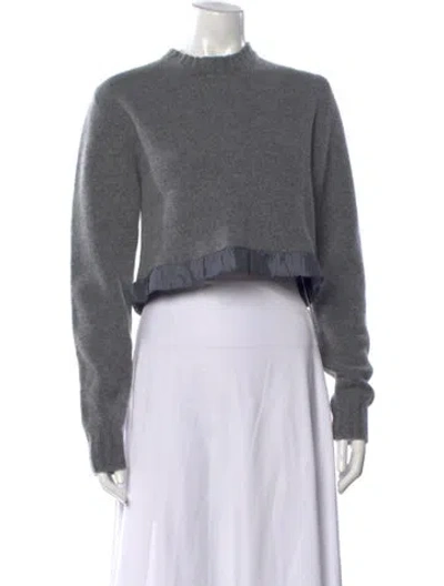 Pre-owned Molly Goddard Lambswool Mock Neck Crop Top In Grey