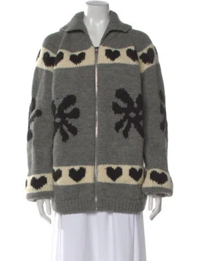 Pre-owned Molly Goddard Lambswool Patterned Sweater In Gray