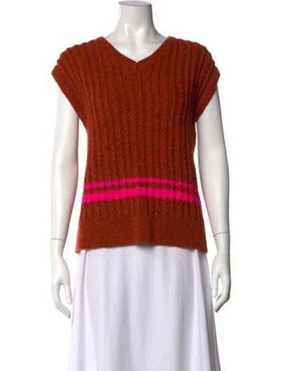Pre-owned Molly Goddard Lambswool Striped Sweater W/ Tags In Orange