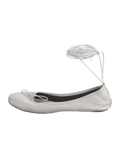 Pre-owned Molly Goddard Leather Ballet Flats In White
