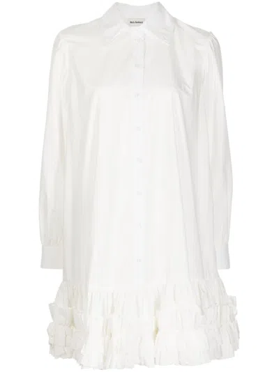 Molly Goddard Long-sleeve Buttoned Shirtdress In White