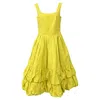 Molly Goddard Nikita Tiered Midi Dress In Lime Green Polyester In Yellow