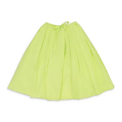 Molly Goddard Nonna Apron Lime Flared Skirt In Multi