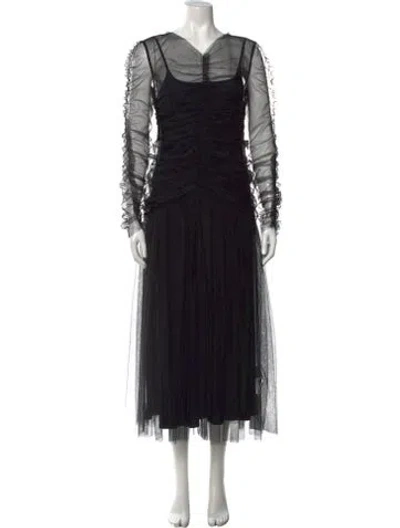 Pre-owned Molly Goddard Nylon Midi Length Dress In Black