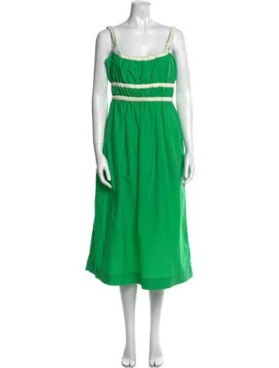 Pre-owned Molly Goddard Nylon Midi Length Dress In Green