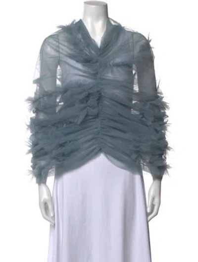 Pre-owned Molly Goddard Nylon V-neck Blouse In Blue